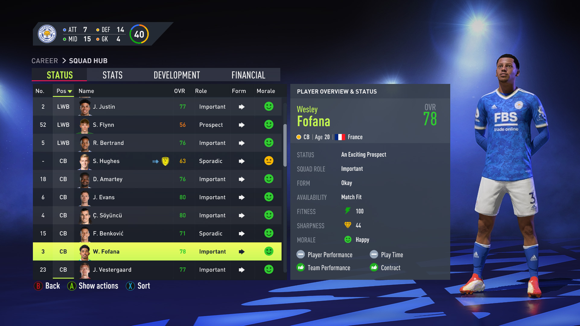 Wesley Fofana EA FC FIFA 23 Career Mode - Rating & Potential